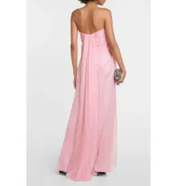Alexander McQueen Strapless Silk Chiffon Draped Gown Pink Size 12 for rent on The Volte - image 3