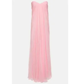 Alexander McQueen Strapless Silk Chiffon Draped Gown Pink Size 12 for rent on The Volte - image 4