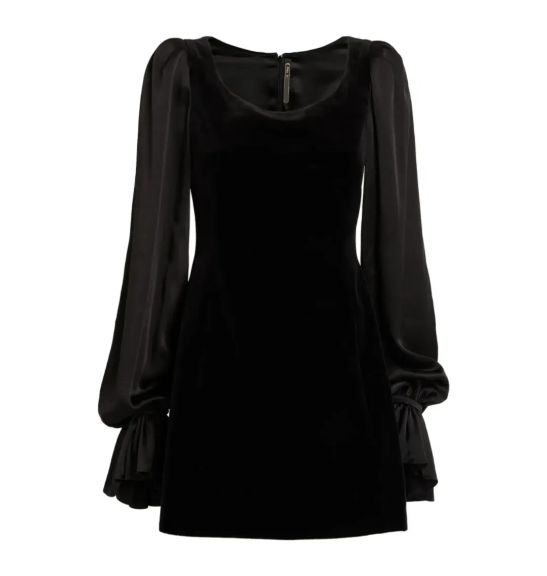 The Vampire’s Wife Little Ghost Velvet Mini Dress Black Size UK 12 for rent on The Volte - main image