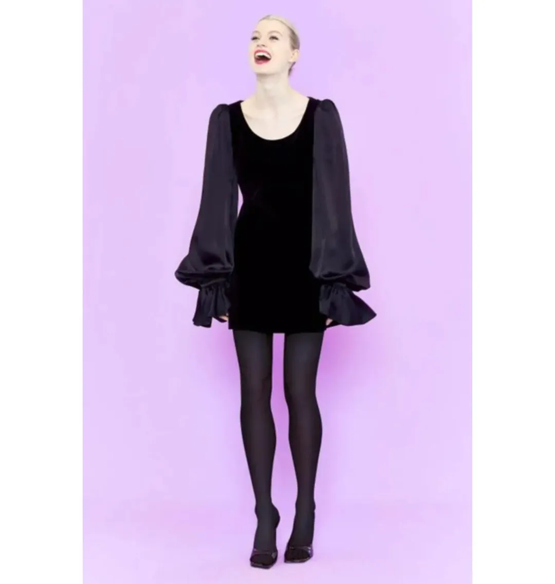 The Vampire’s Wife Little Ghost Velvet Mini Dress Black Size UK 12 for rent on The Volte - main image