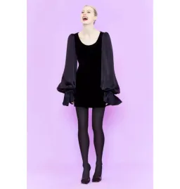 The Vampire’s Wife Little Ghost Velvet Mini Dress Black Size UK 12 for rent on The Volte - image 2