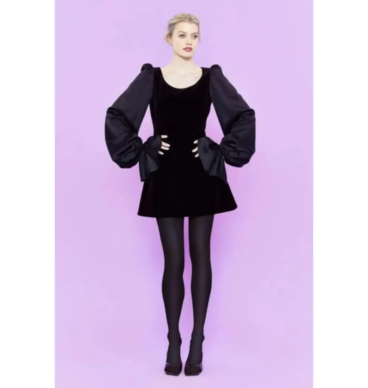 The Vampire’s Wife Little Ghost Velvet Mini Dress Black Size UK 12 for rent on The Volte - main image