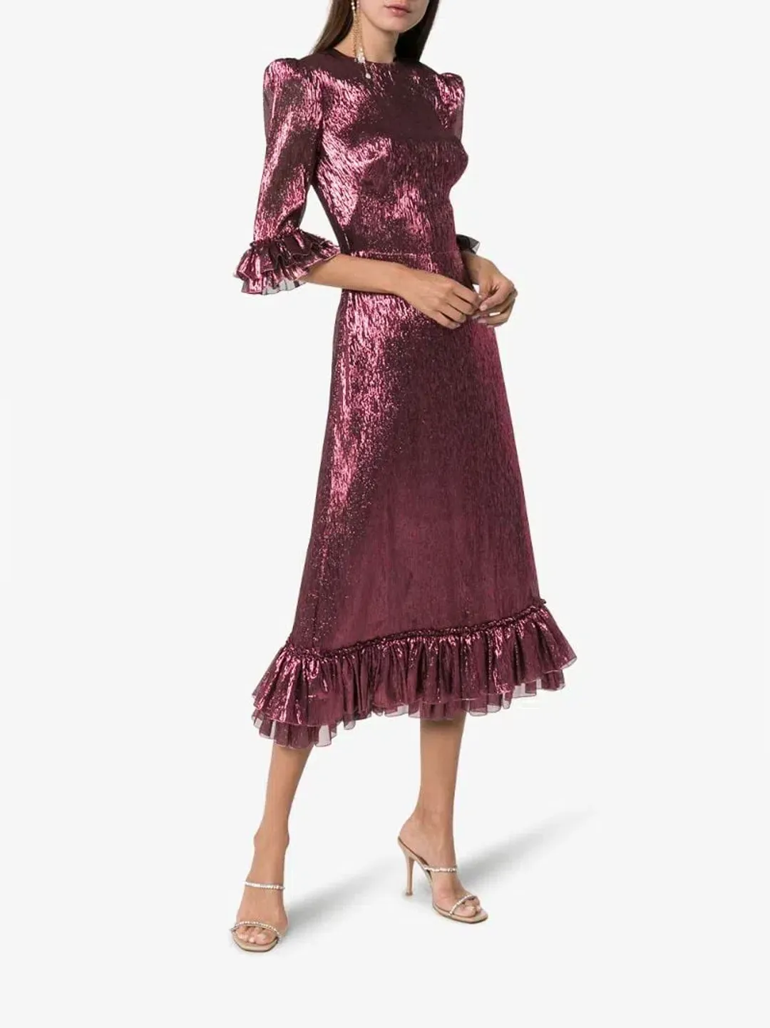 The Vampire's Wife The Falconetti Midi Dress in Berry Pink Size UK 12 for rent on The Volte - main image