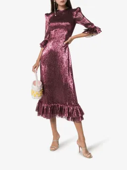 The Vampire's Wife The Falconetti Midi Dress in Berry Pink Size UK 12 for rent on The Volte - image 2