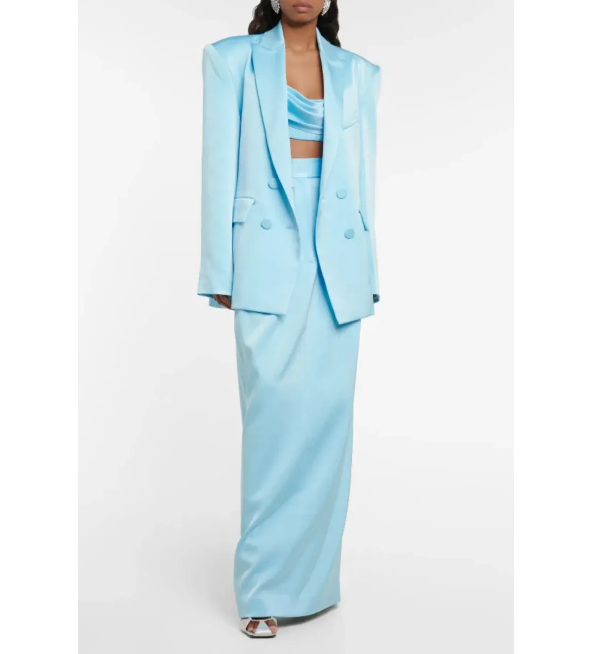 Alex Perry Wells Satin Blazer Blue Size 8 for rent on The Volte - main image