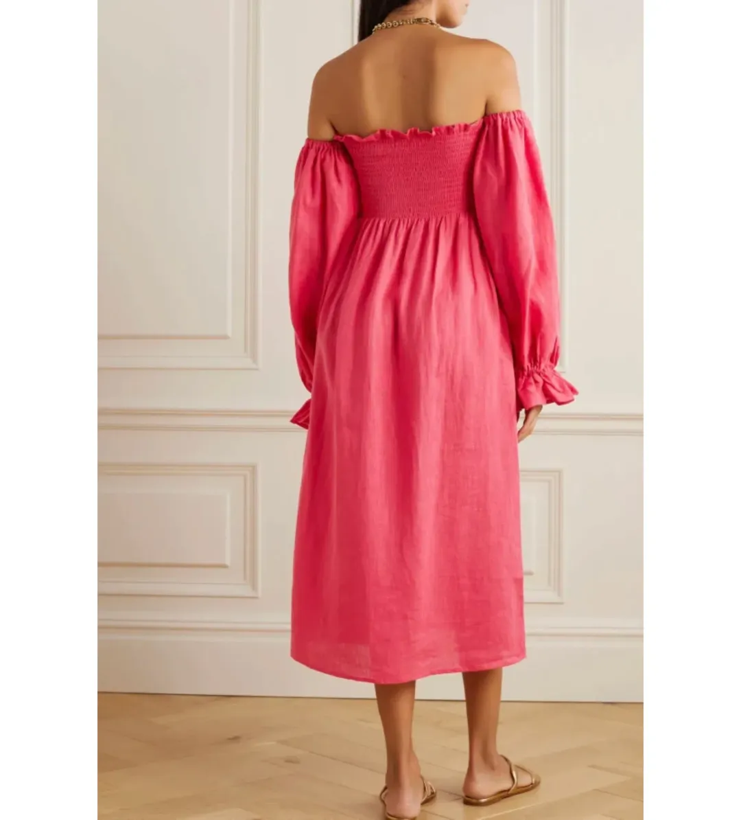 Sleeper Atlanta Midi Dress Pink Size S/UK 8 for rent on The Volte - main image