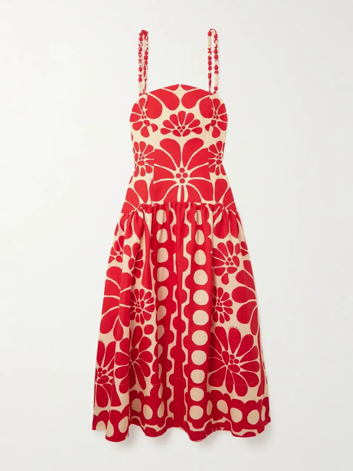 Farm Rio Palermo Midi Dress Red Floral Size L / UK 12 - Image 8