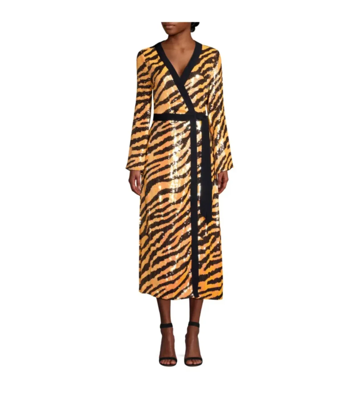 RIXO Gigi tiger sequin midi dress Size L/ UK 14 - Image 1