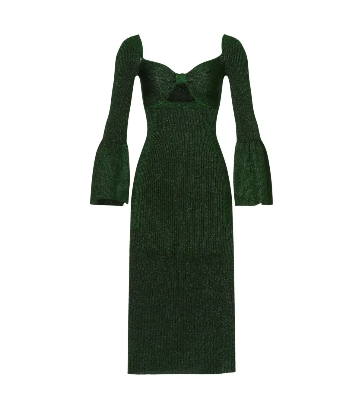 Self-Portrait Green Knit Midi Dress in Size UK 10 - Image 4