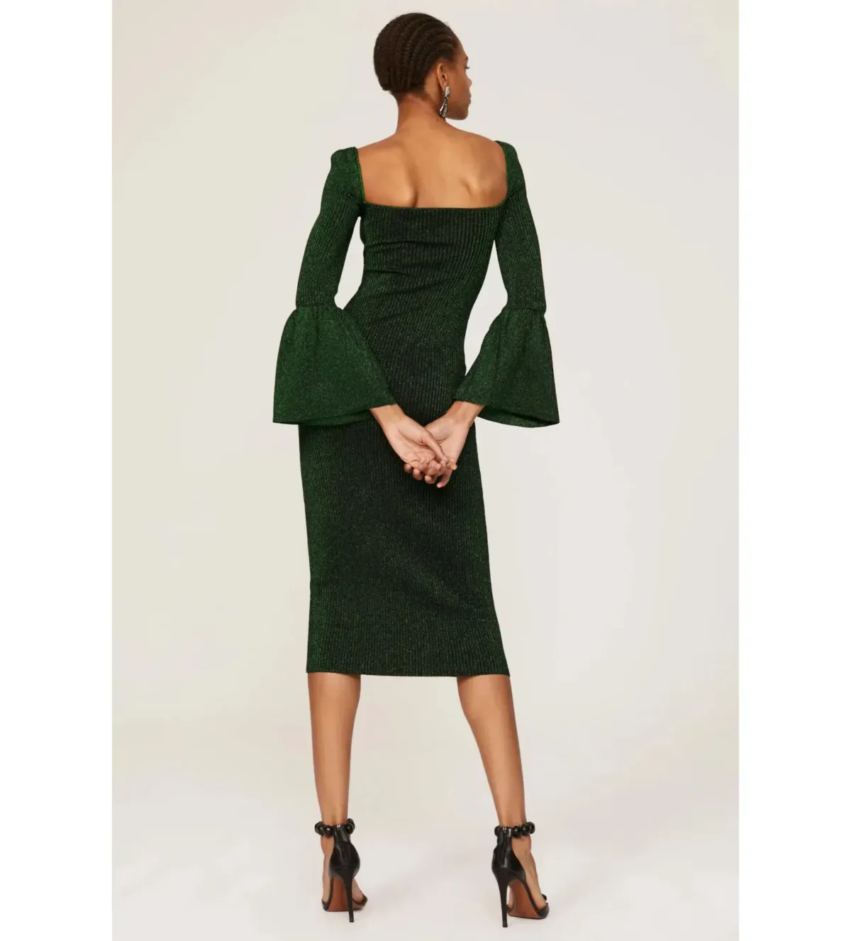 Self-Portrait Green Knit Midi Dress in Size UK 10 - Image 3