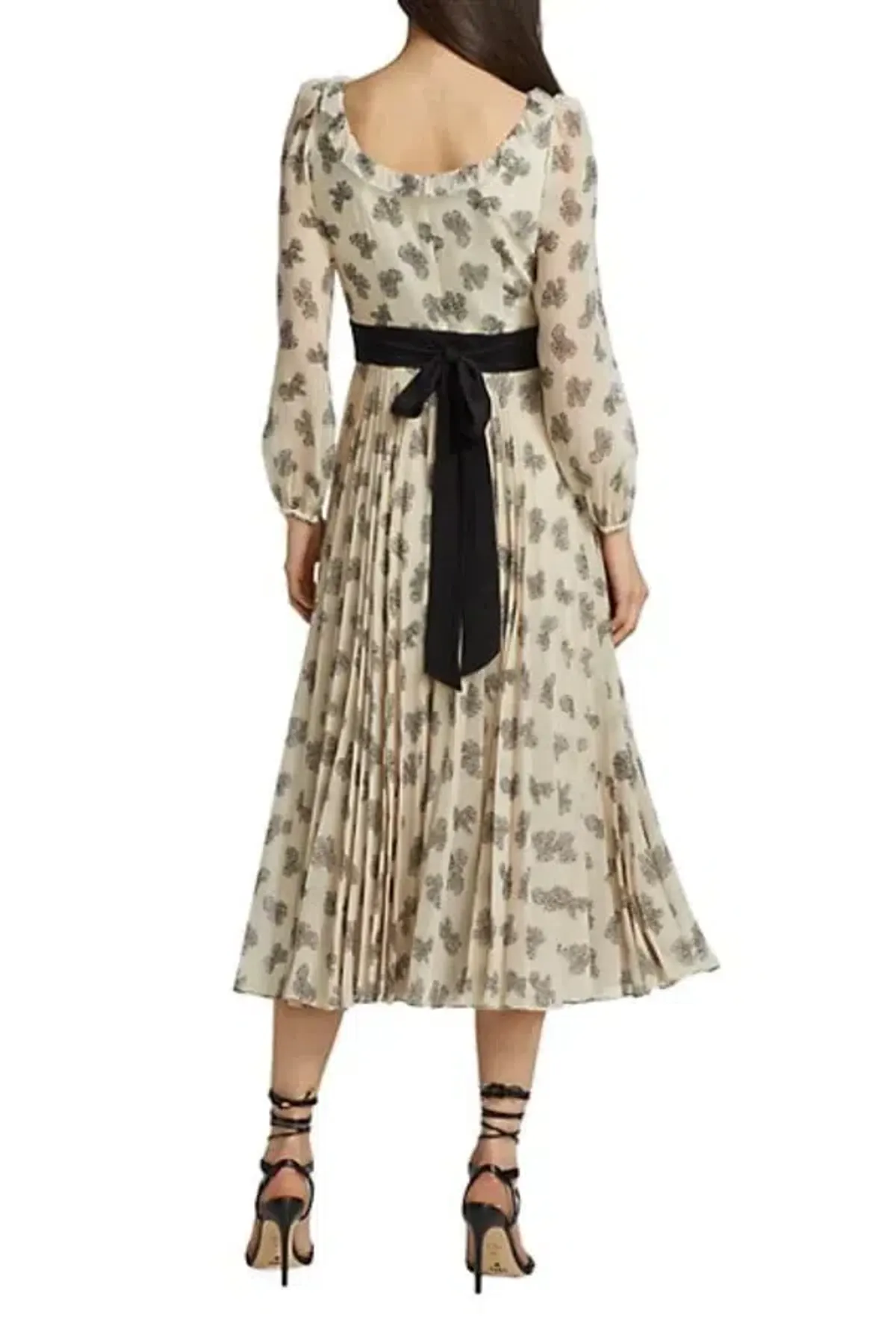 Saloni Denise Dress Cream Print Size 12 - Image 2