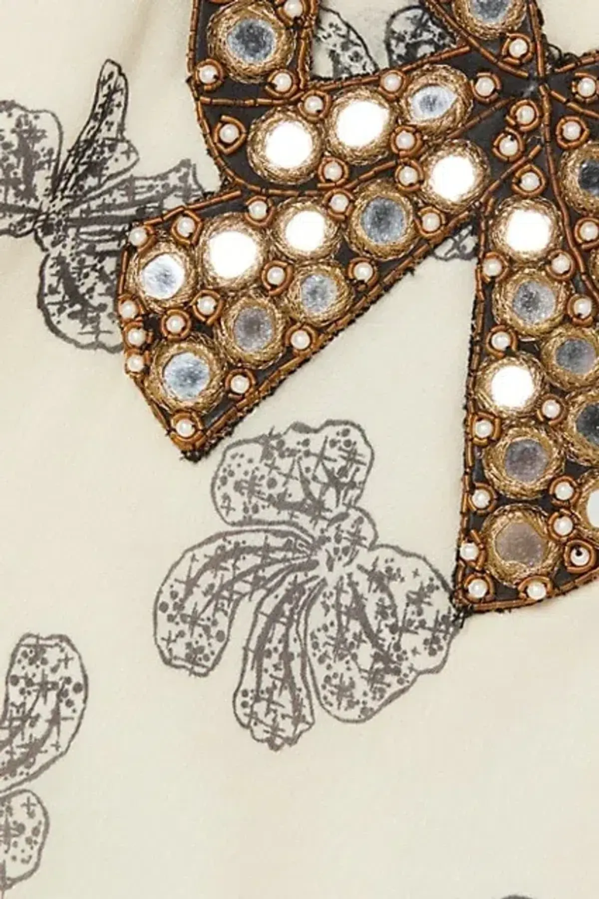 Saloni Denise Dress Cream Print Size 12 - Image 3