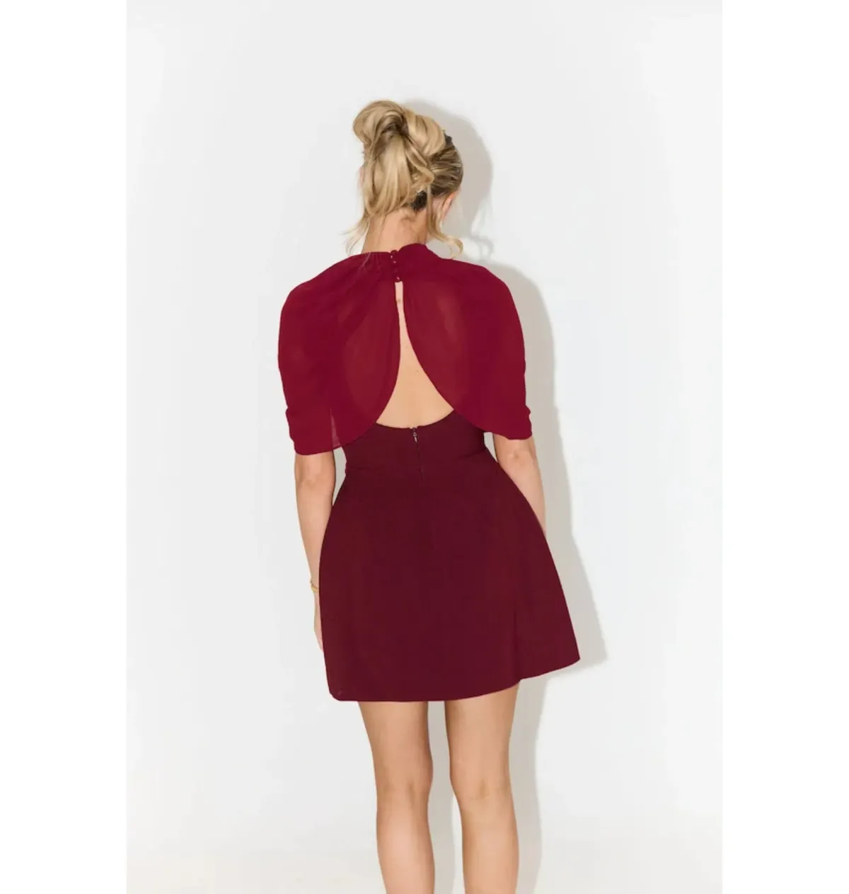 Odd Muse Ultimate Muse Gathered Mini Dress in Bordeaux Size UK 12 - Image 3