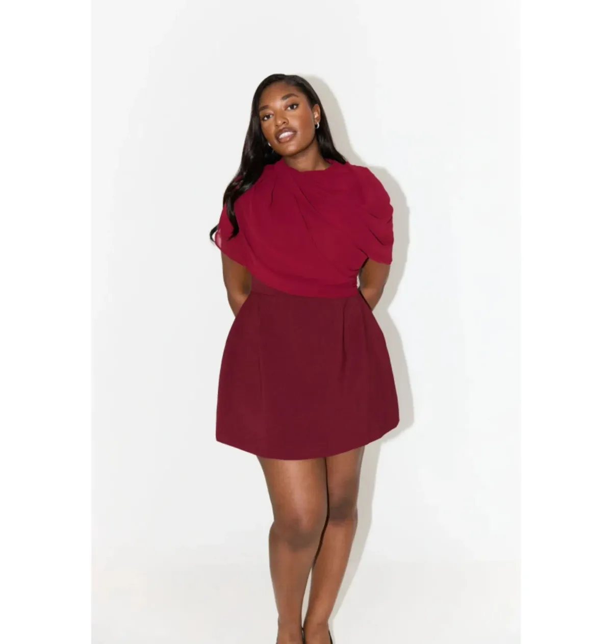 Odd Muse Ultimate Muse Gathered Mini Dress in Bordeaux Size UK 12 - Image 4