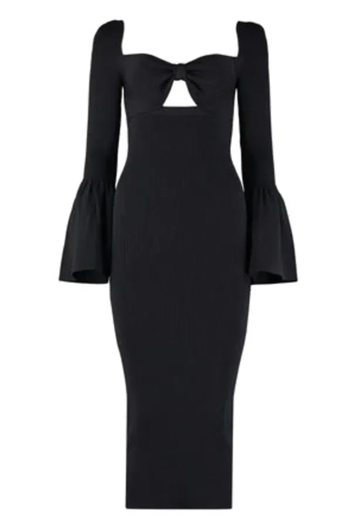 Self Portrait Cut Out Ribbed Mini Dress Black Size 12 - Image 4