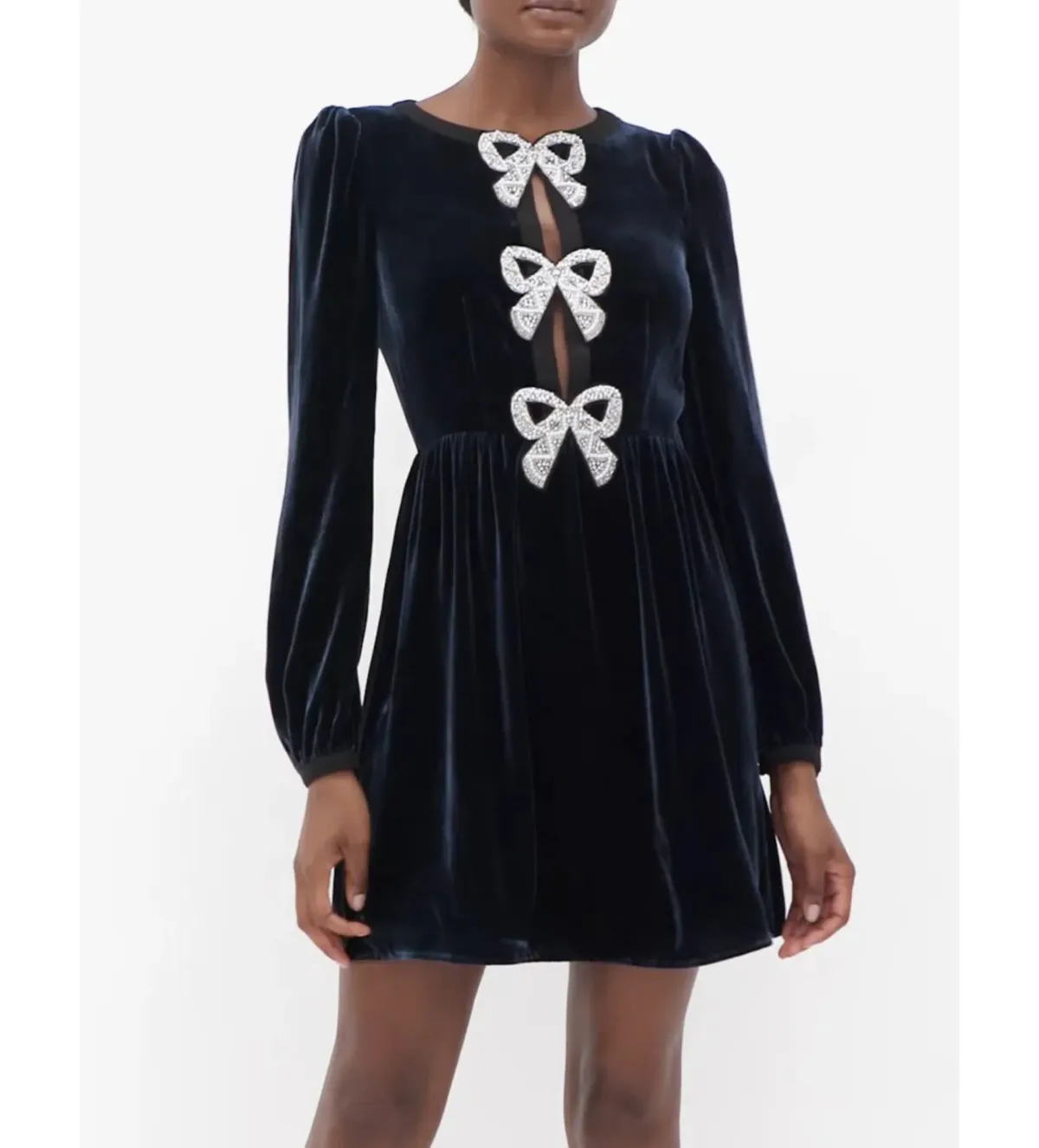 Saloni Camille Mini Dress Navy Size UK 12 - Image 5