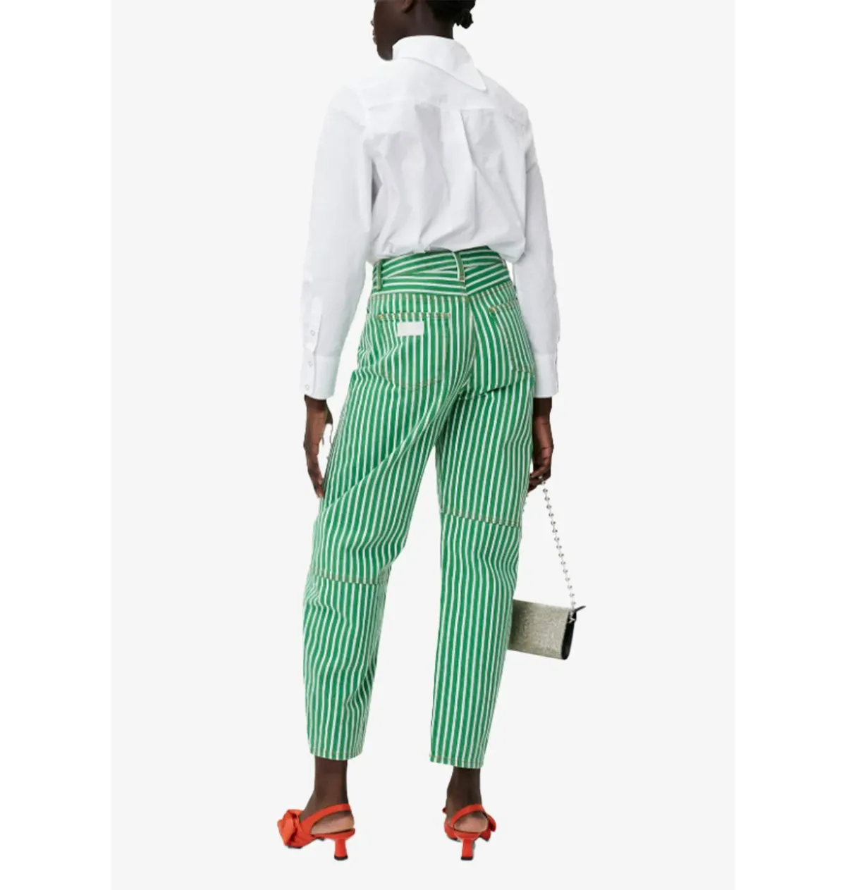 Ganni Denim Stary Jeans Green Stripe Size UK 12 - Image 2