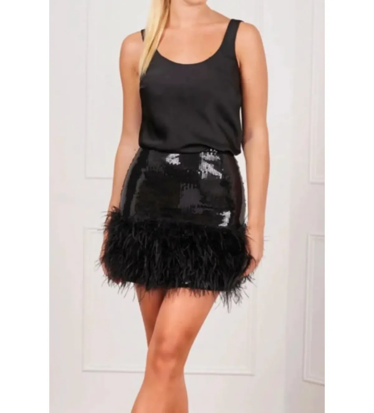 Nadine Merabi Roxy Mini Skirt Black Size UK 12 - Image 2