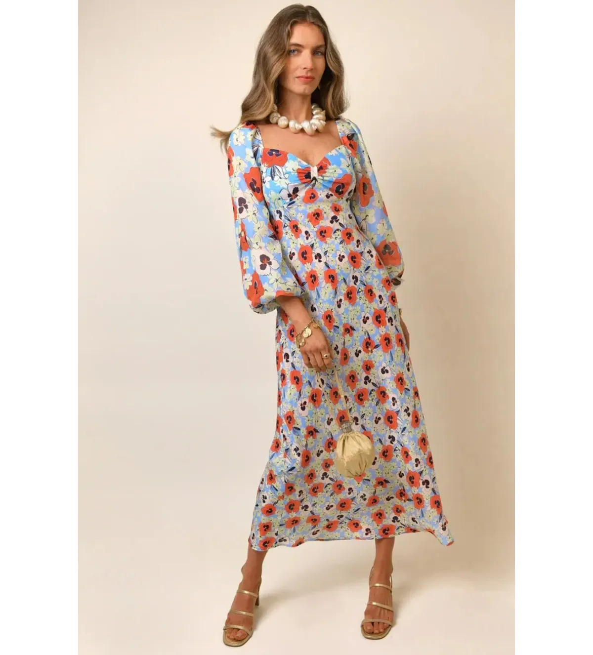 Rixo Gio Red Pansy Midi Dress Floral Size M/UK 12 - Image 1