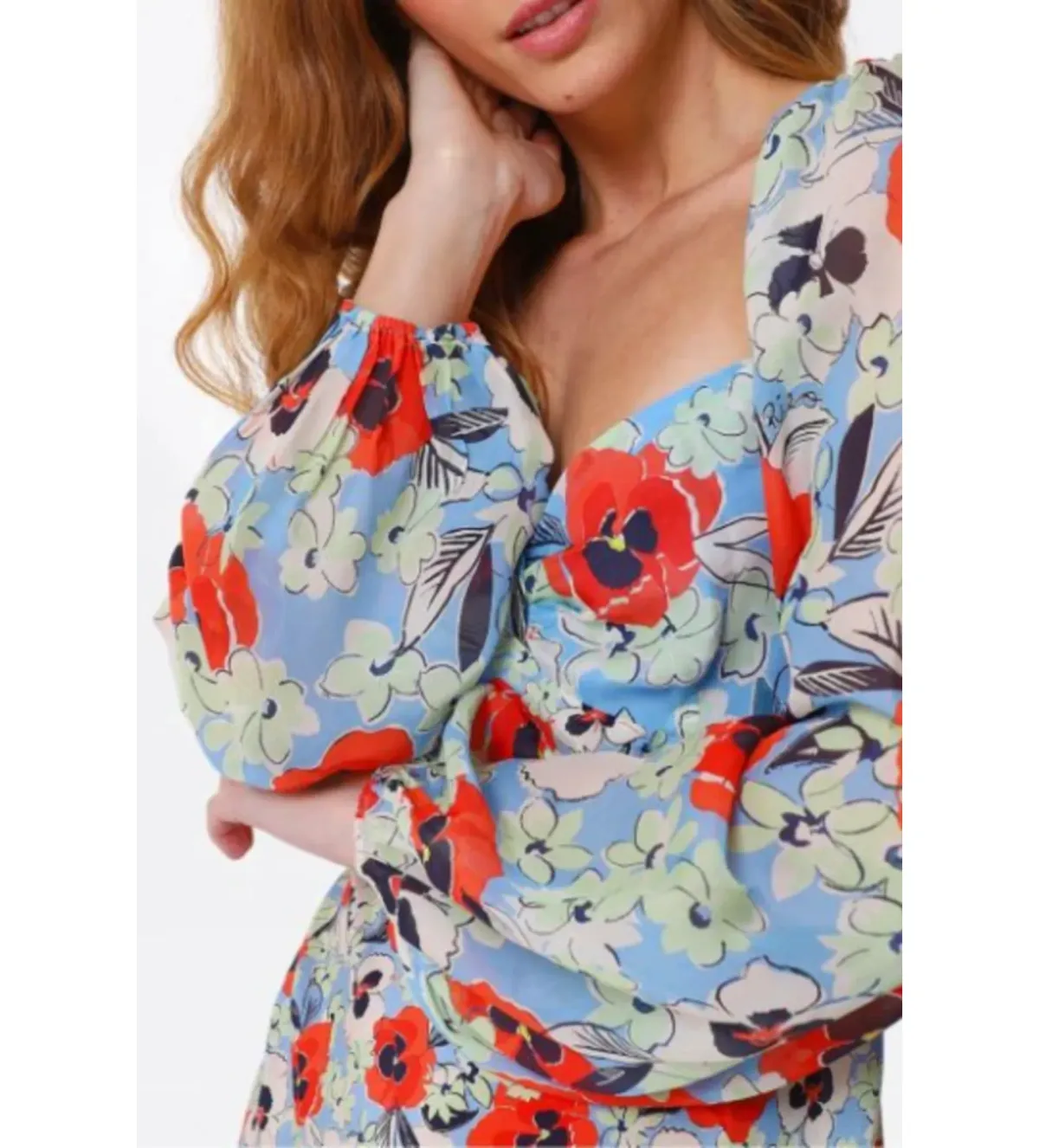 Rixo Gio Red Pansy Midi Dress Floral Size M/UK 12 - Image 2