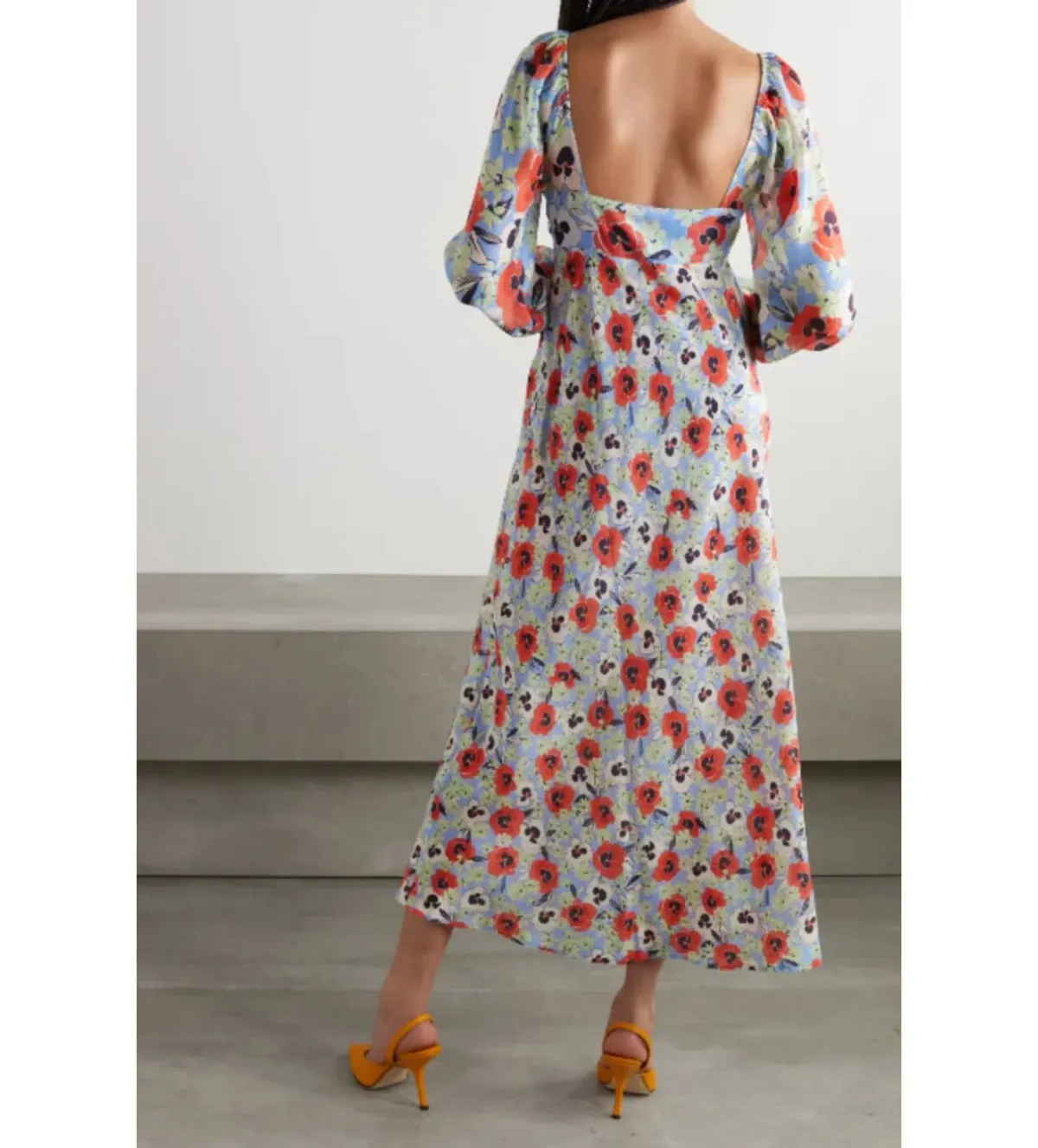 Rixo Gio Red Pansy Midi Dress Floral Size M/UK 12 - Image 3