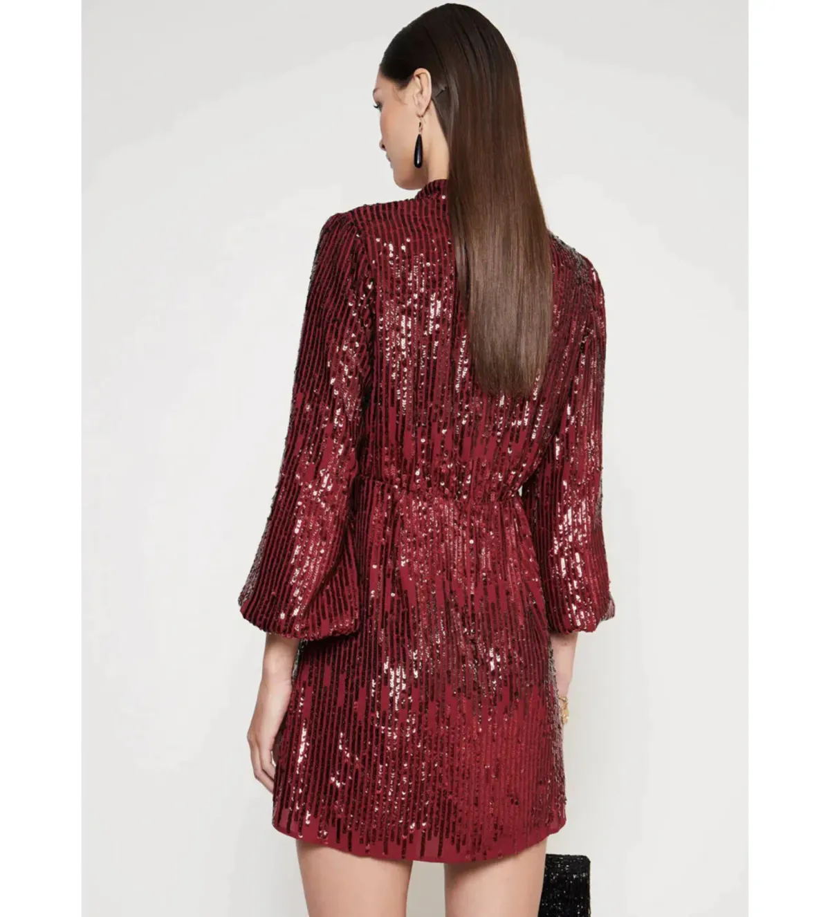 RIXO Samantha Mini dress in Burgundy Size UK 14 - Image 3