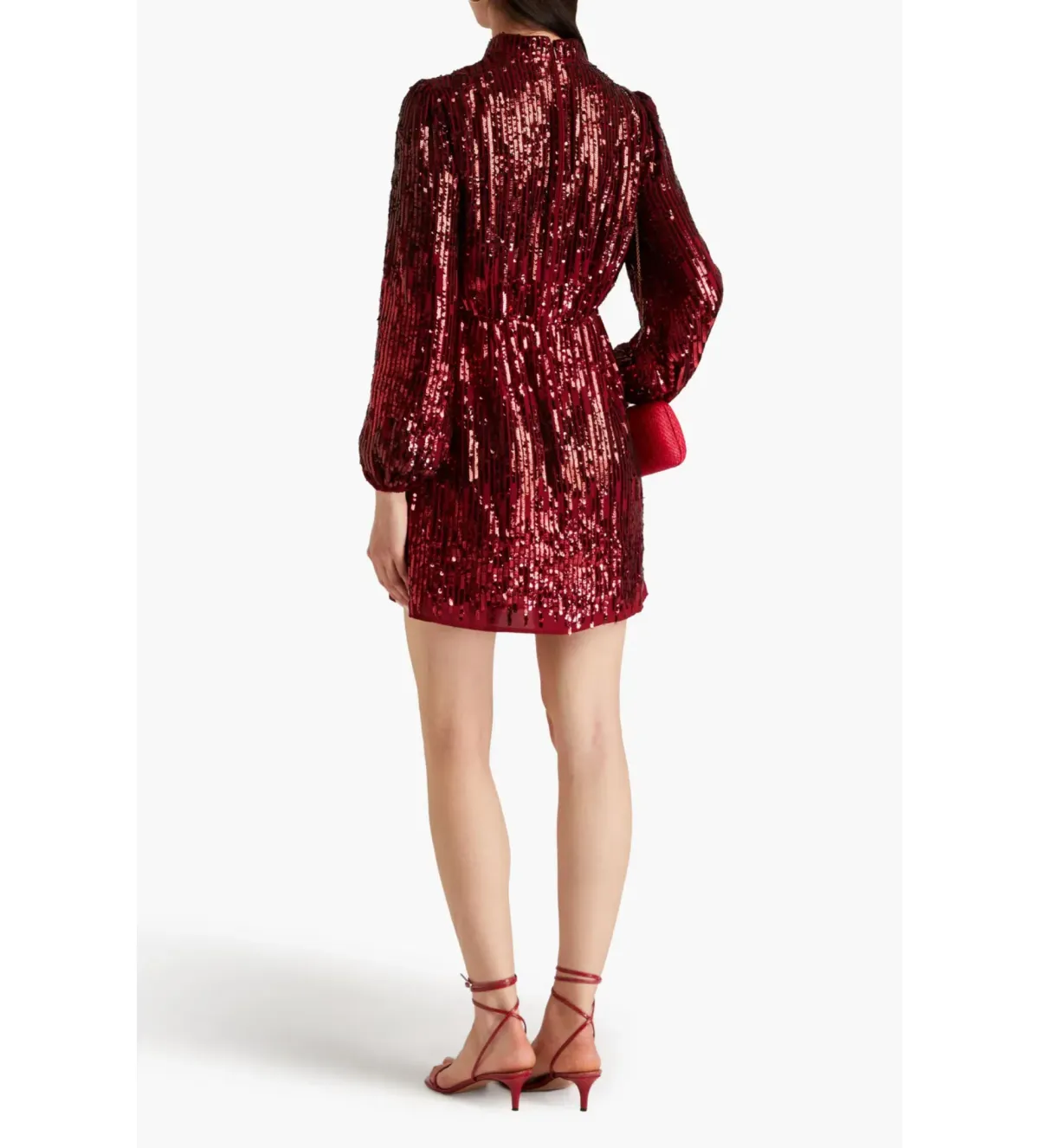 RIXO Samantha Mini dress in Burgundy Size UK 14 - Image 4