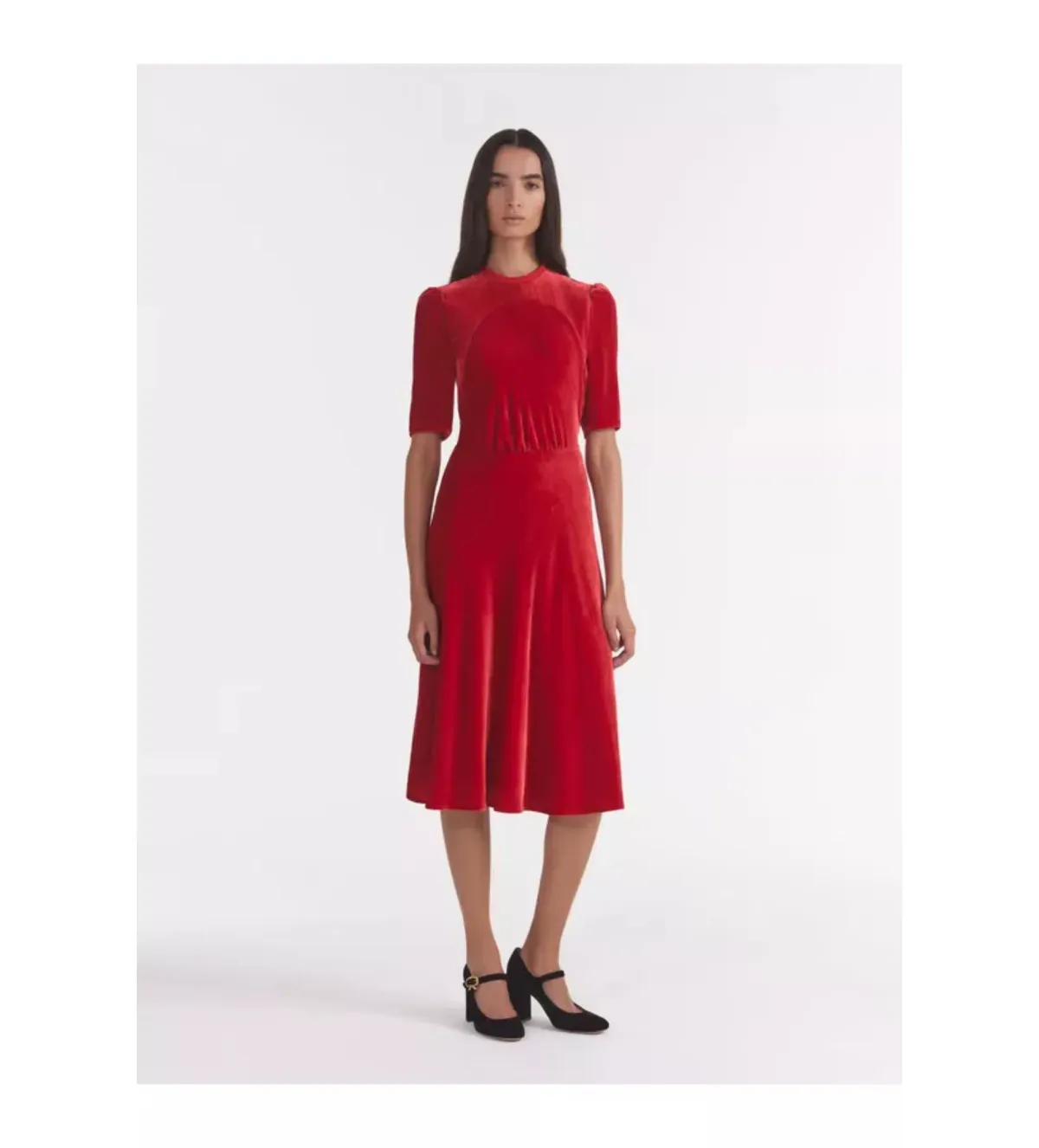 Saloni Dahlia Midi Dress Red Size UK 14 - Image 1