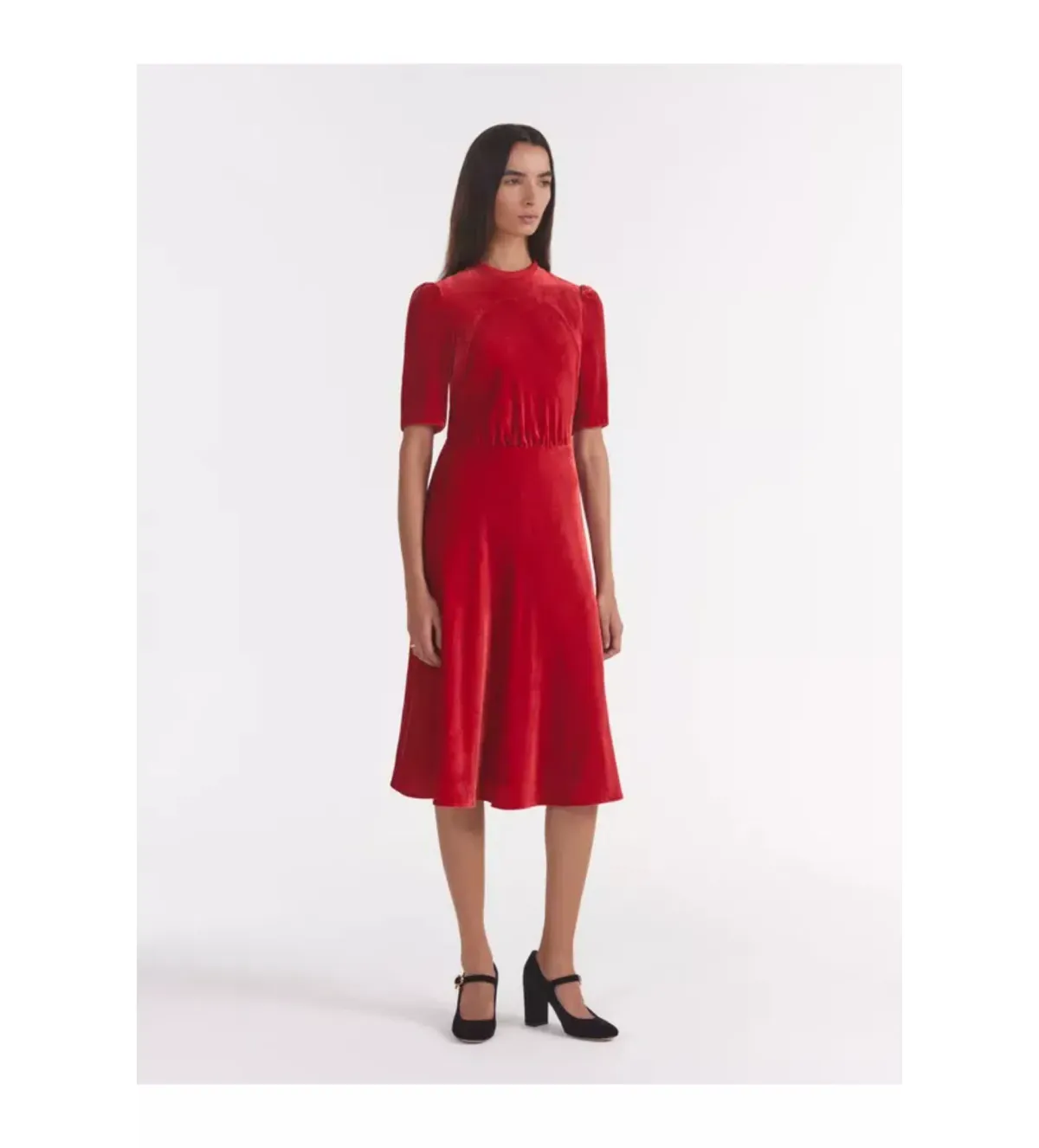 Saloni Dahlia Midi Dress Red Size UK 14 - Image 4