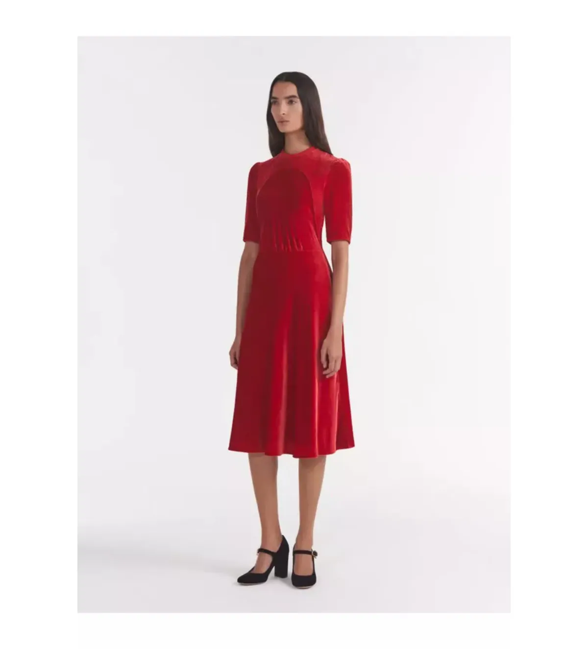 Saloni Dahlia Midi Dress Red Size UK 14 - Image 3