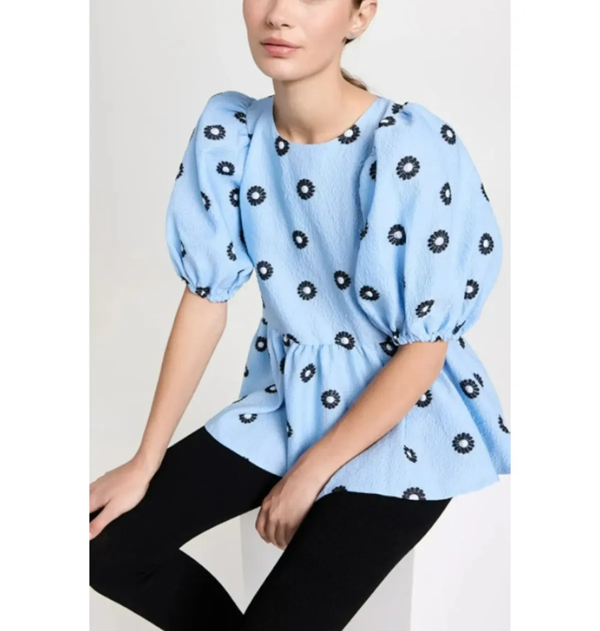 Stine Goya Liw Mini Daisy Peplum Top and Pants Set Blue Size UK 10 - Image 2