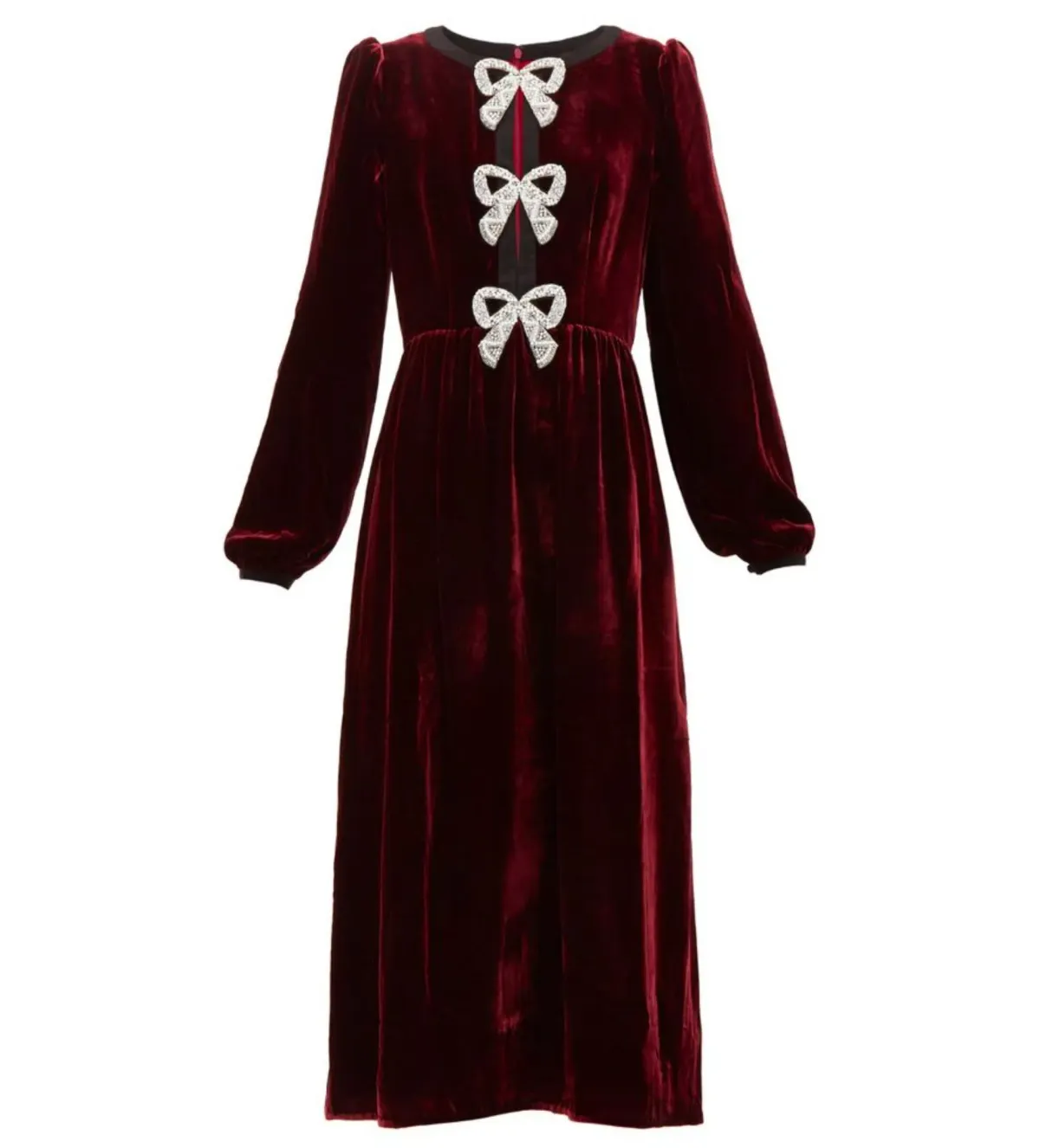 Saloni Camille Velvet Midi Dress Burgundy Size UK 14 - Image 3