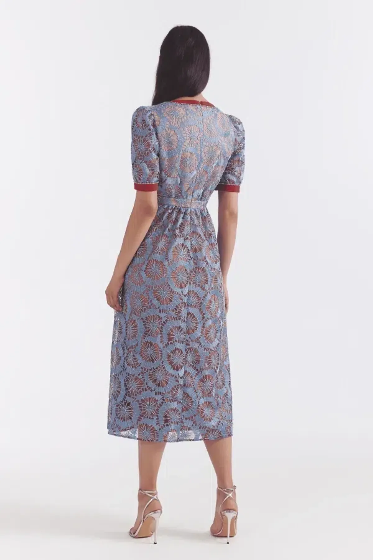Saloni Jamie C Midi Dress Blue Size UK 12 - Image 2