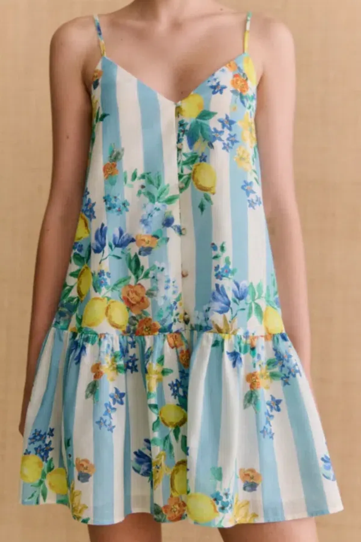 Sezane Adelmina Dress Floral Blue Size 12 - Image 1