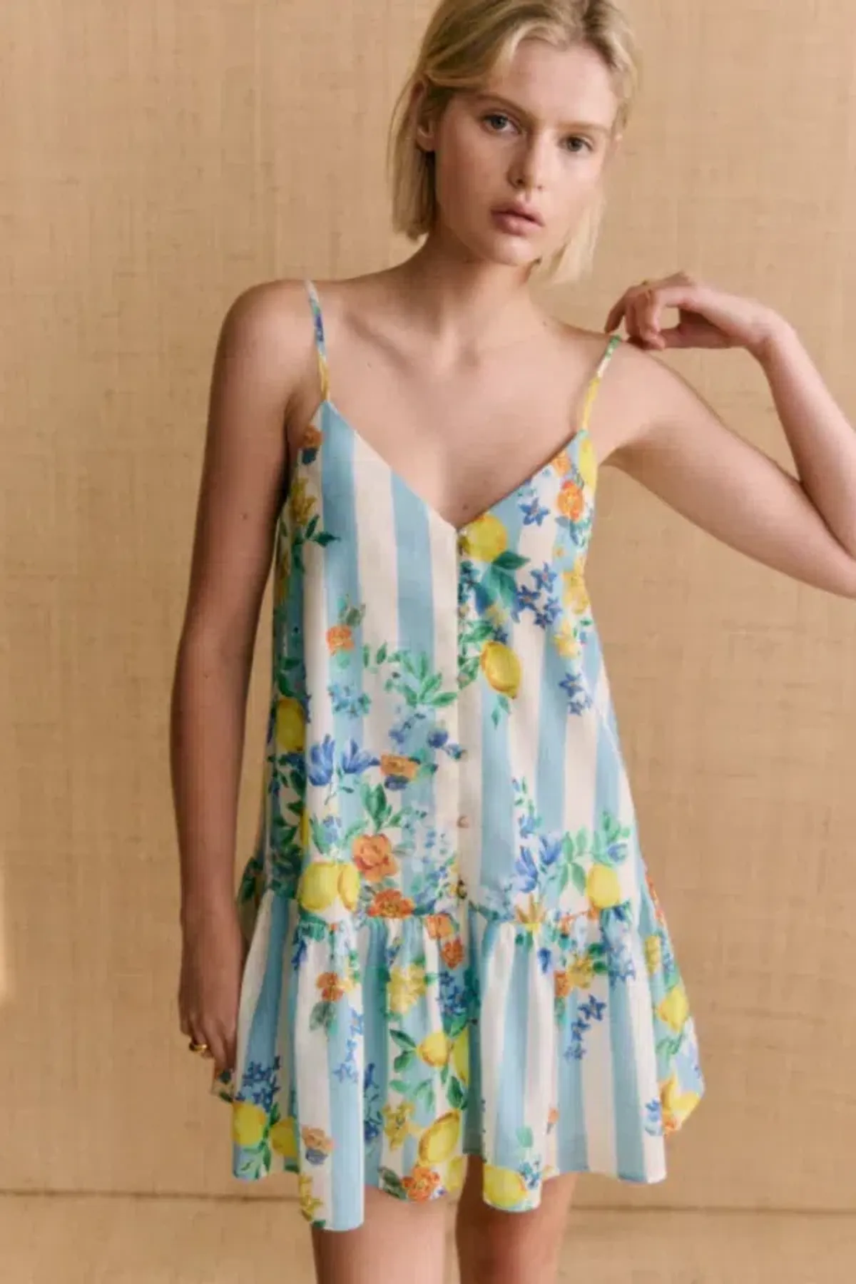 Sezane Adelmina Dress Floral Blue Size 12 - Image 3