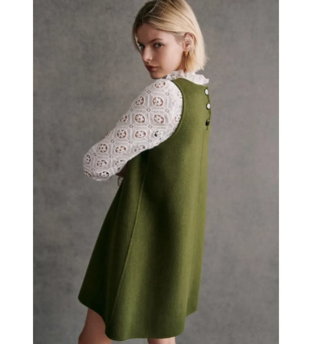 Sezane Nicia Mini Dress Green Size UK 12 - Image 5