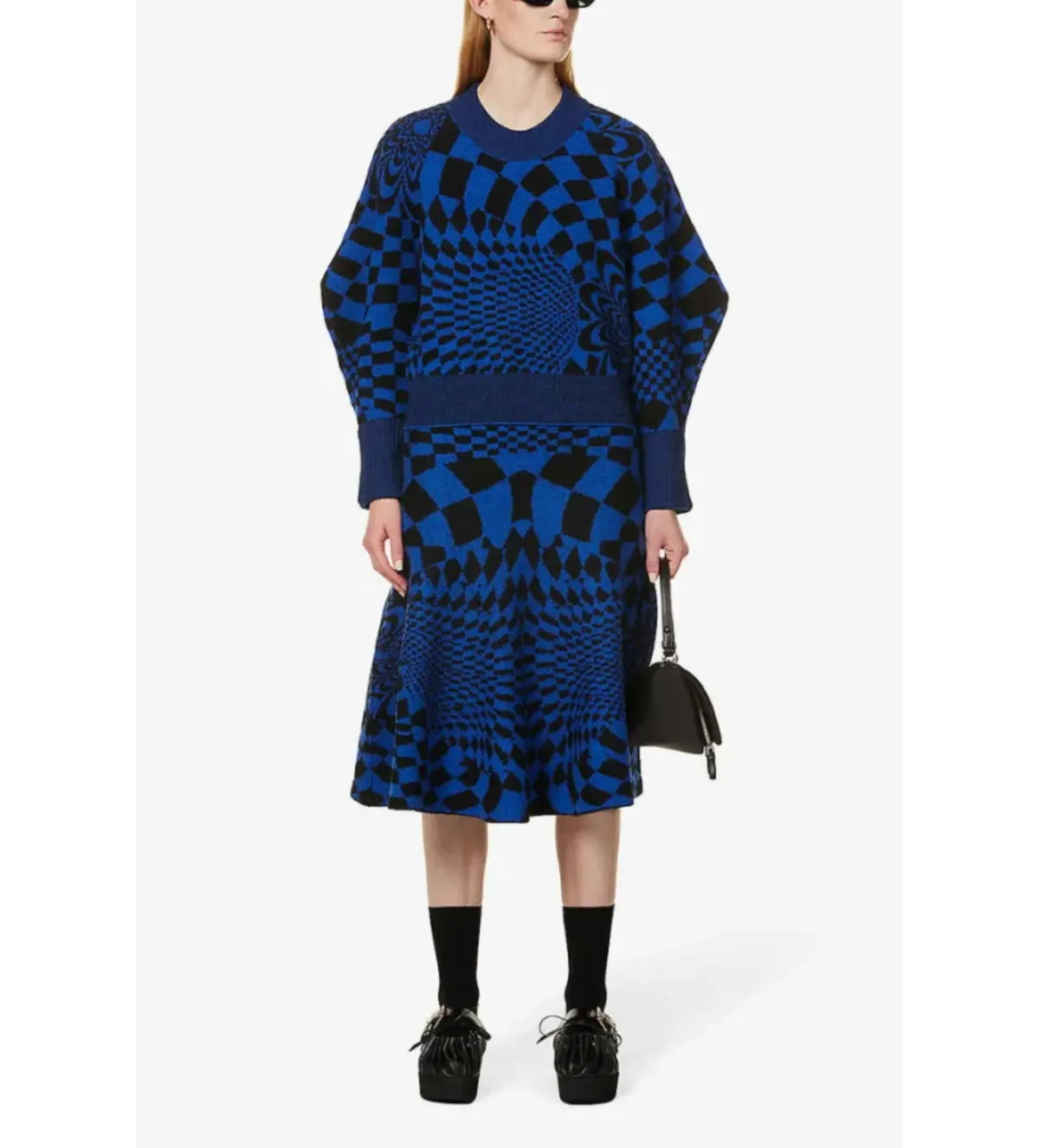 Stella McCartney Intarsia Knitted Jumper & Skirt Midi Set Blue Size UK 12 - Image 1