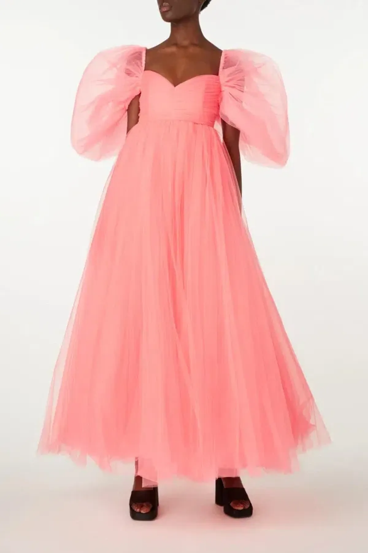 Anouki Draped Corset Tulle Maxi Dress Pink Size UK 12 - Image 1