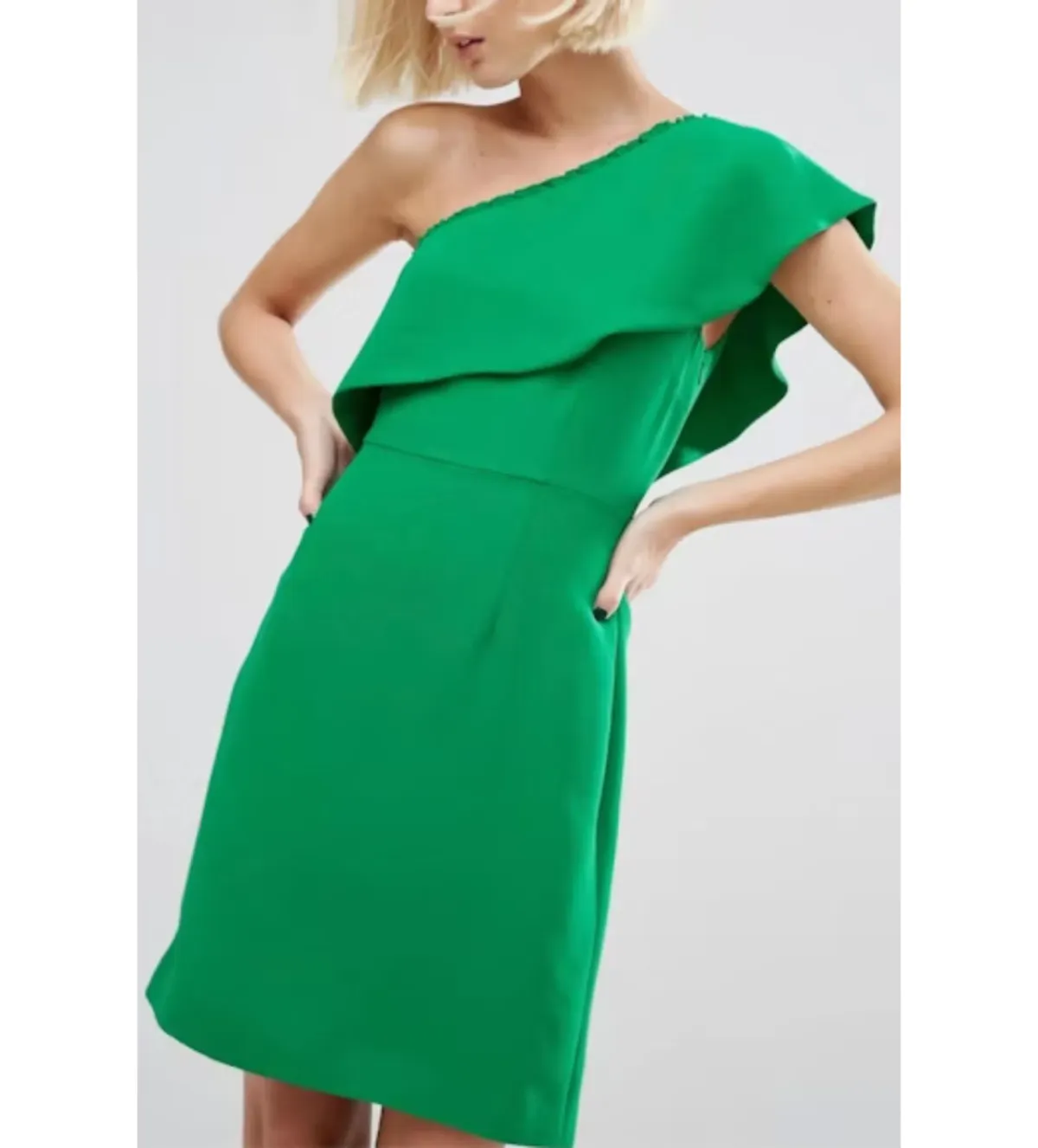 Whistles Teagan One Shoulder Dress in Green Size UK 12 - Image 2