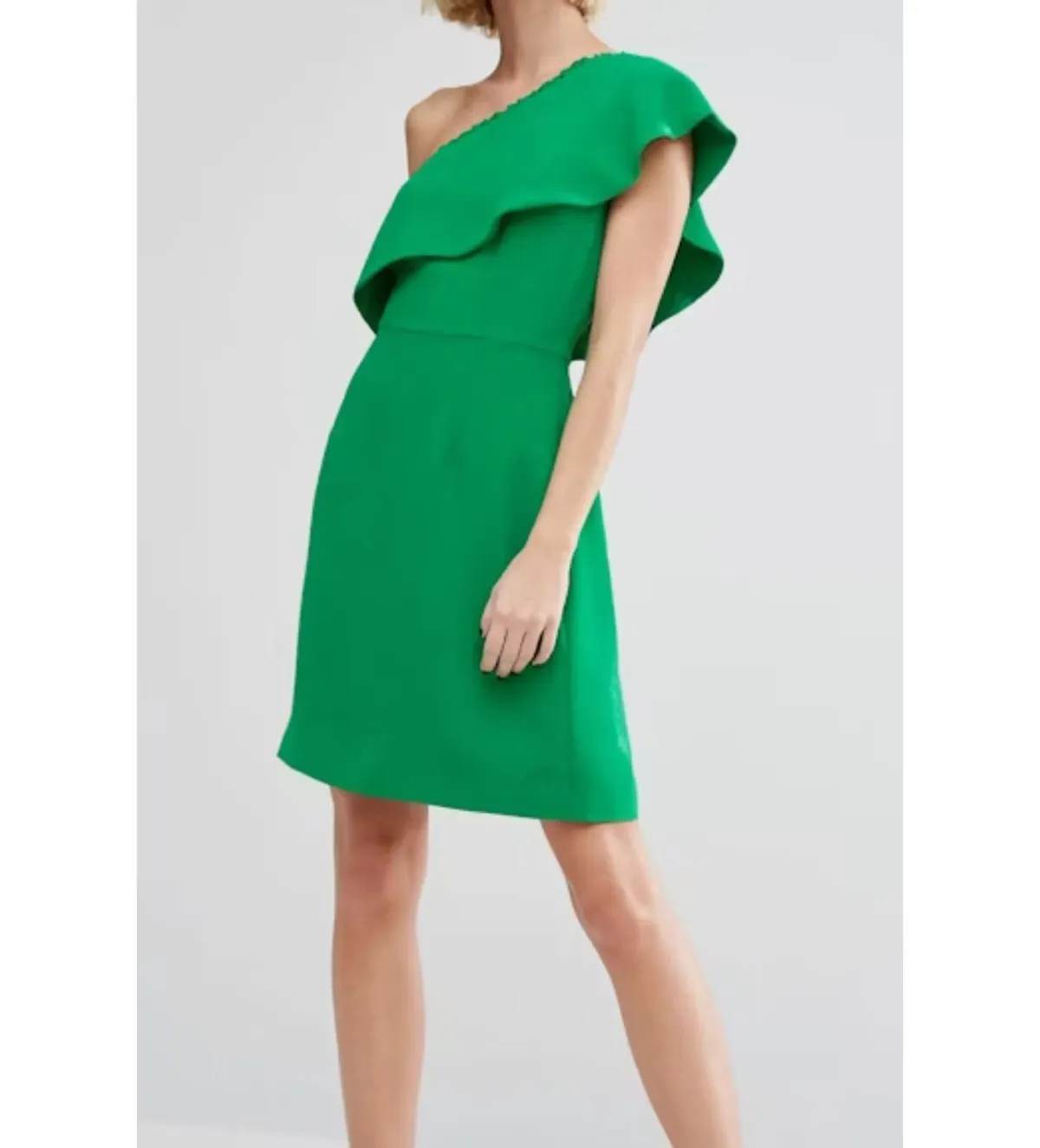 Whistles Teagan One Shoulder Dress in Green Size UK 12 - Image 1