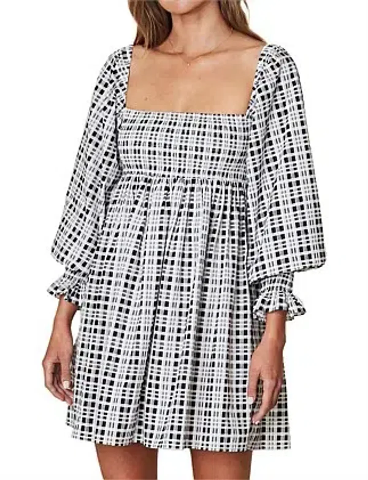 Faithfull the Brand Delano Checked Mini Dress Size UK 10 - Image 1