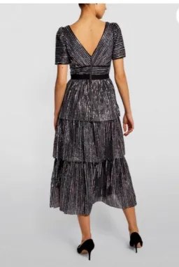 Self-Portrait Tiered Sequin Midi Dress Size UK 12 for rent on The Volte - image 2