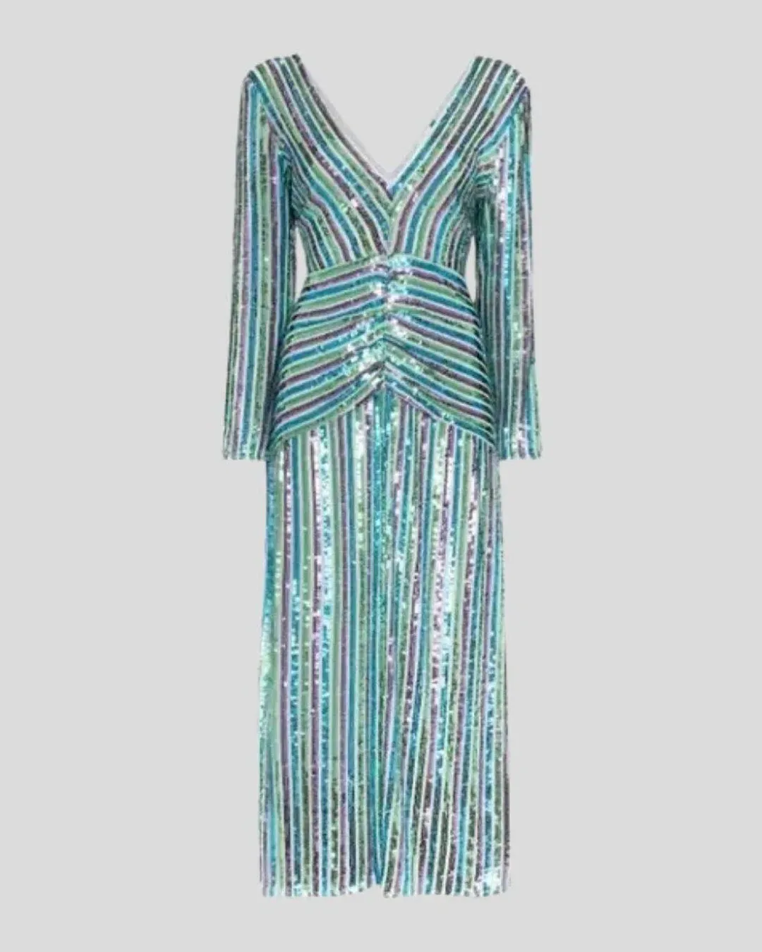Rixo Emmy Multi Colour Sequin Midi Dress Size UK 12 for rent on The Volte - main image