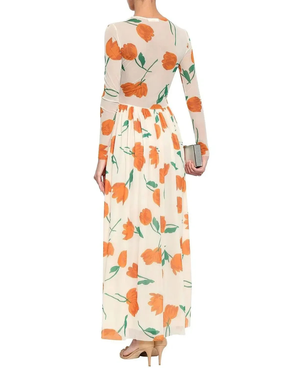 Ganni Tilden Mesh Maxi Dress Floral Size UK 12 - Image 2