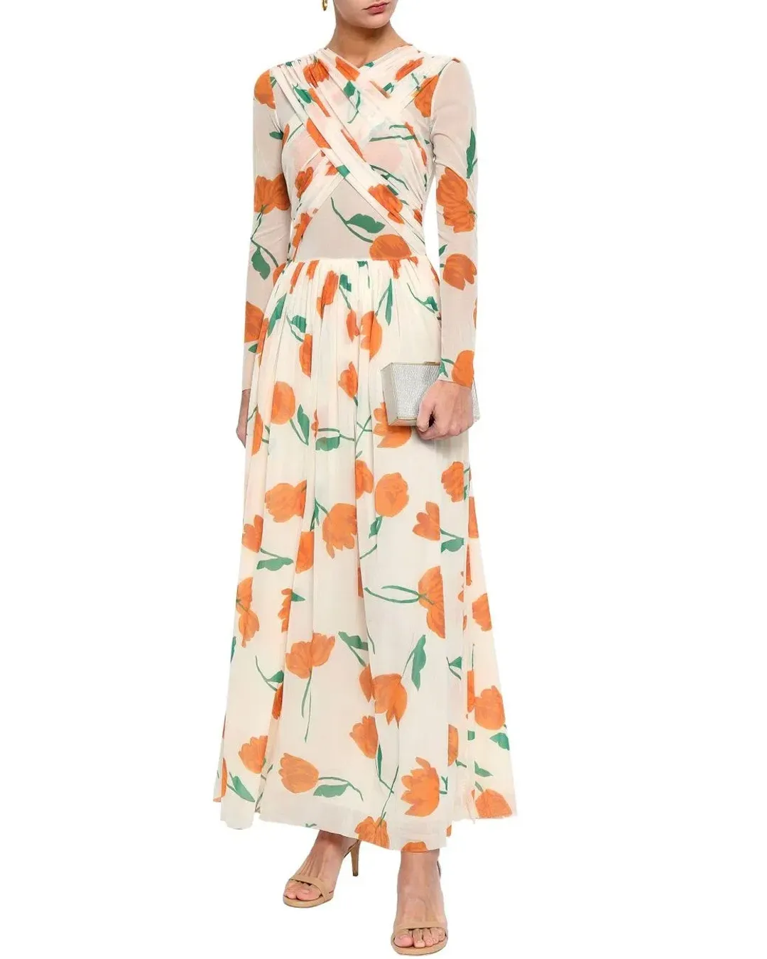 Ganni Tilden Mesh Maxi Dress Floral Size UK 12 for rent on The Volte - main image
