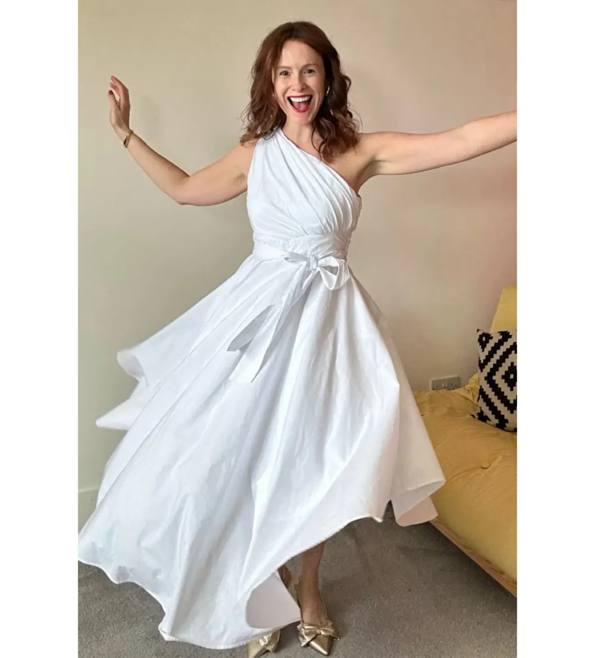 Sau Lee One Shoulder White Dress Size UK 10 - Image 2