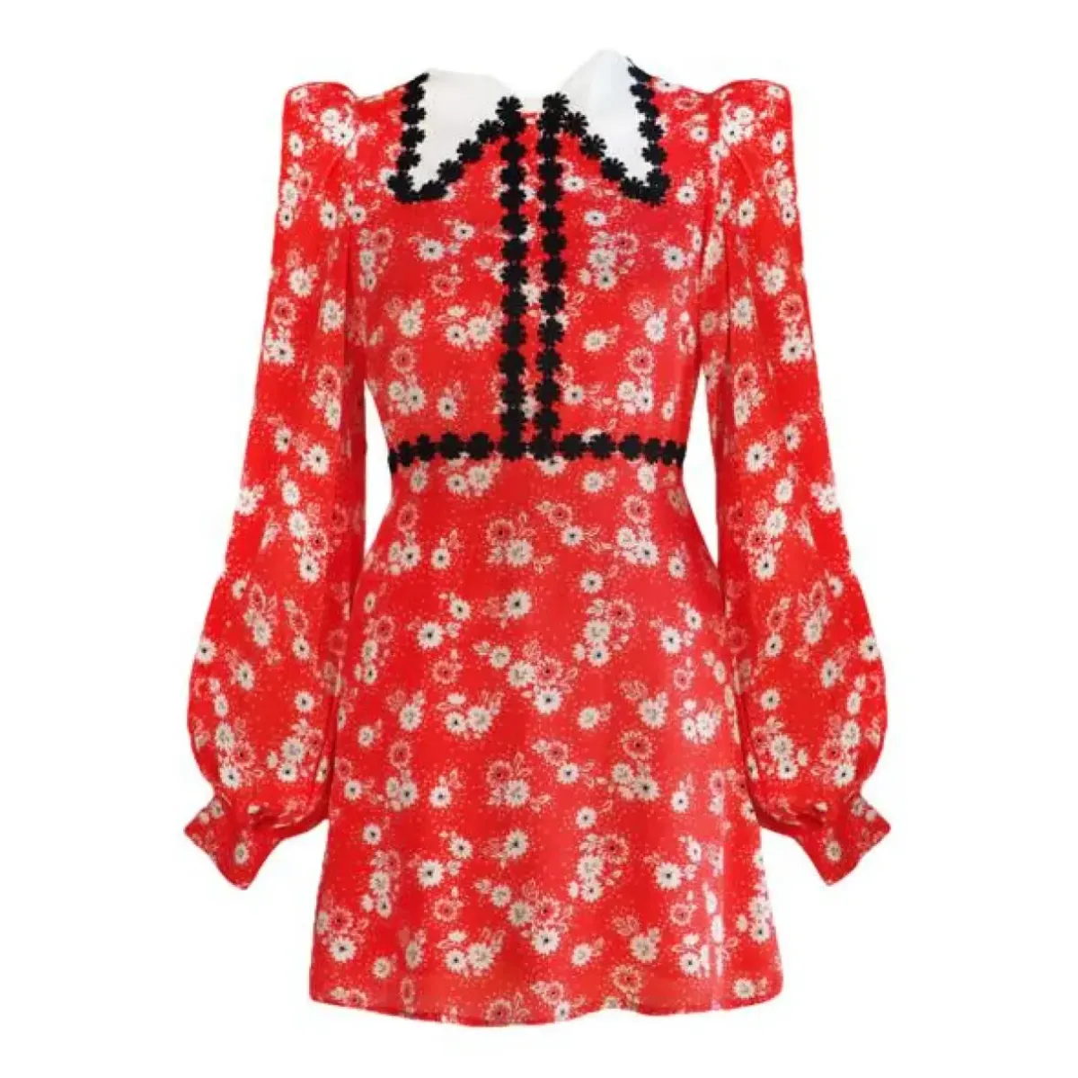 Queens of Archive Mary Daisy Print Mini Dress Red Size UK 10 - Image 2