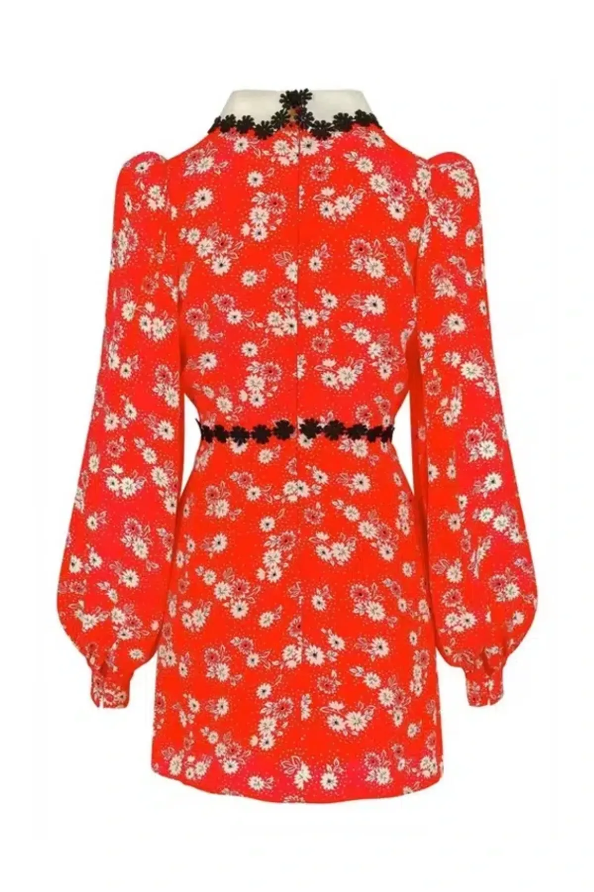 Queens of Archive Mary Daisy Print Mini Dress Red Size UK 10 - Image 3