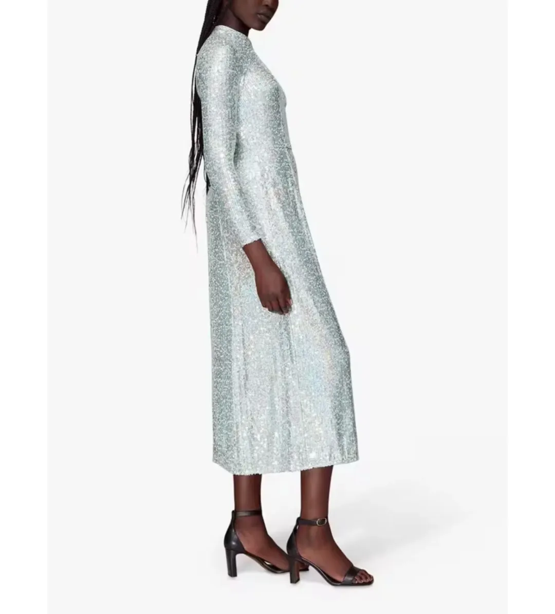 Whistles Silver Sequin Column Dress Silver Size UK 10 for rent on The Volte - main image