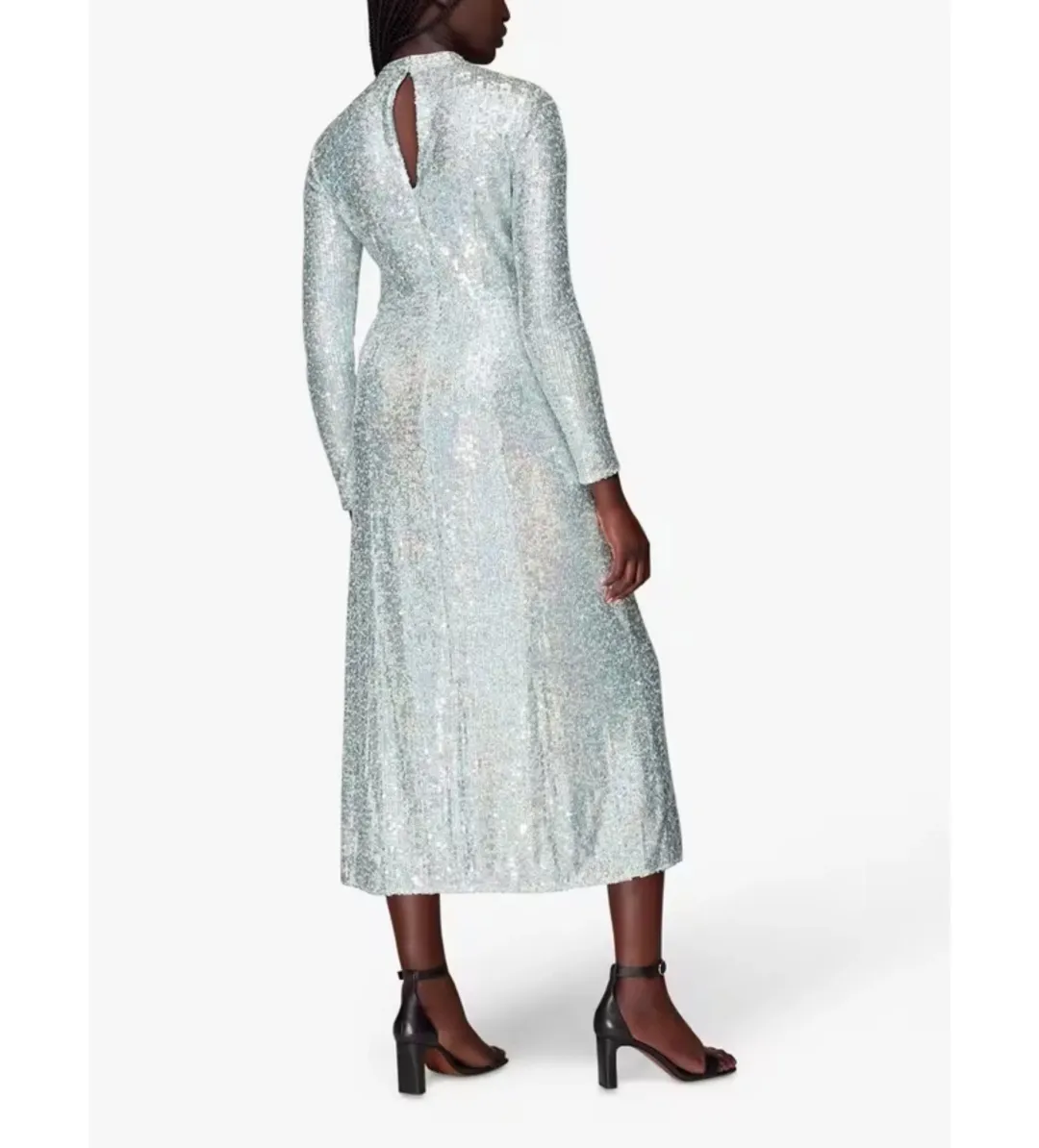 Whistles Silver Sequin Column Dress Silver Size UK 10 for rent on The Volte - main image